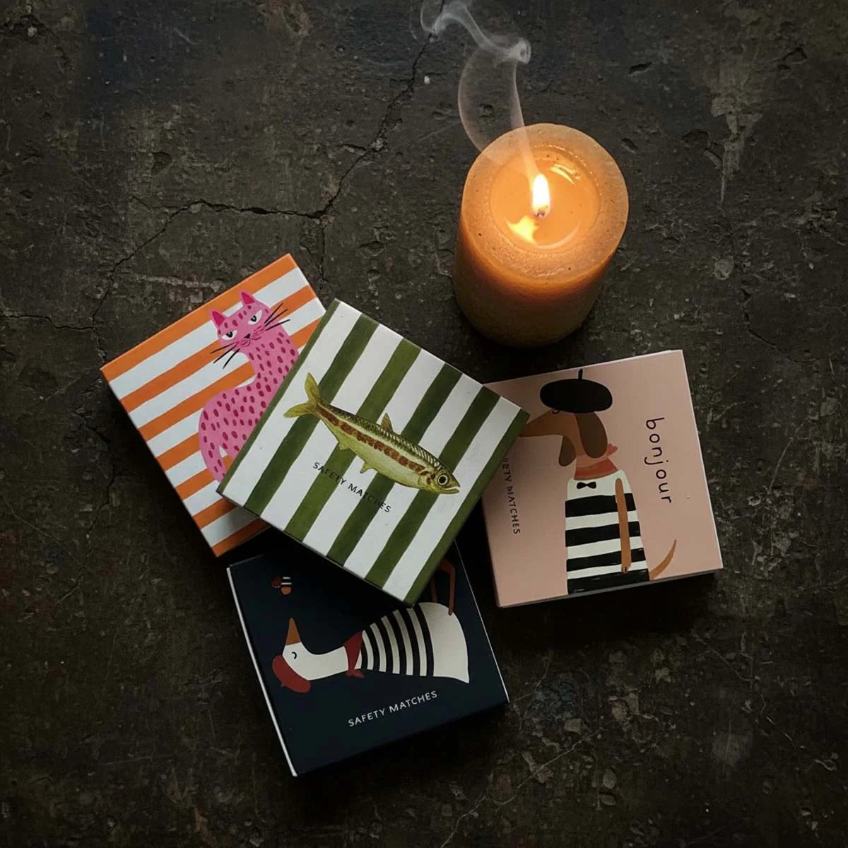 Pink Cat Safety Match Box