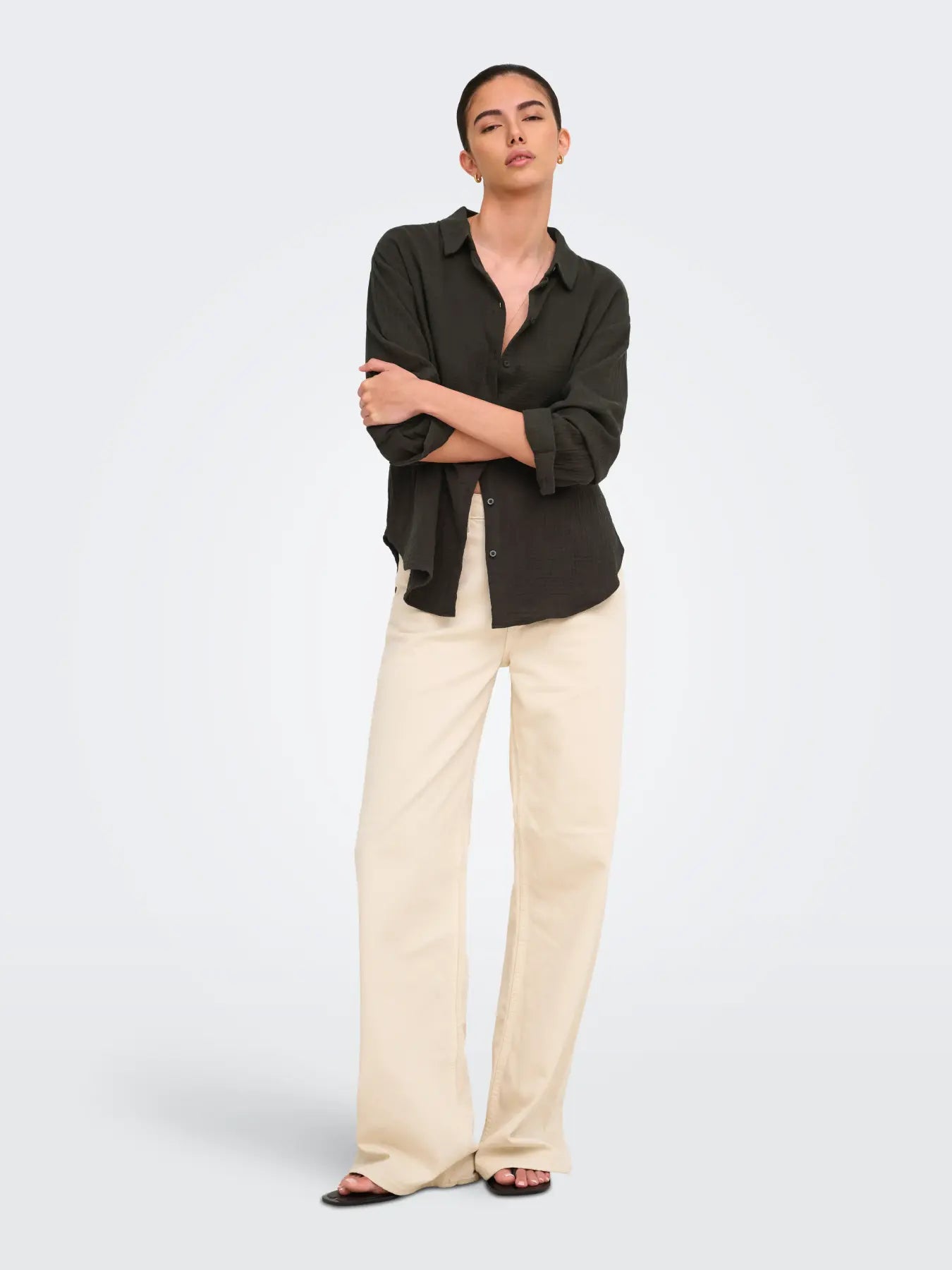 Theis Loose Cheesecloth Shirt Brown
