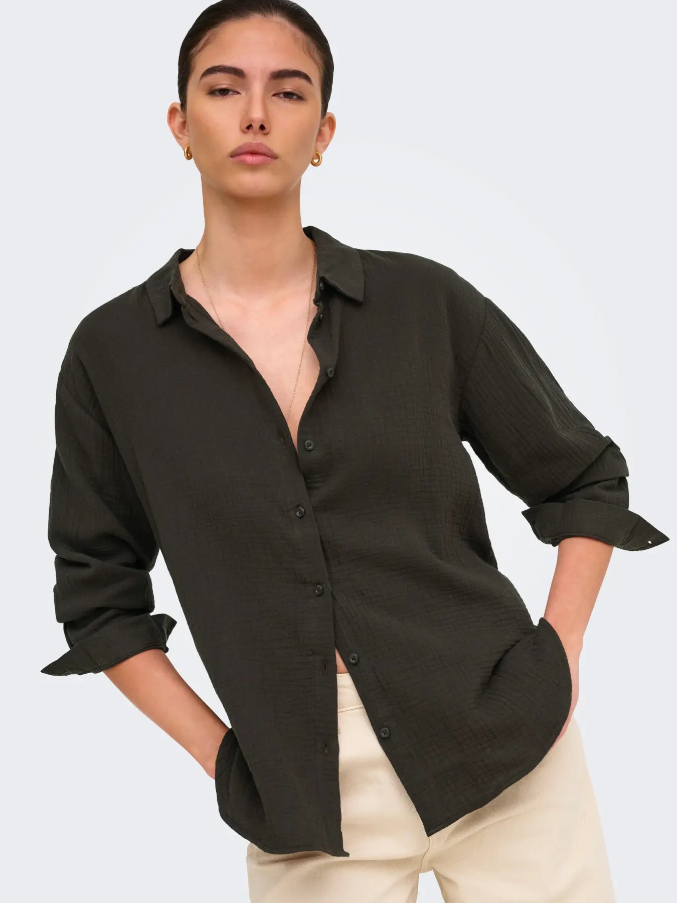 Theis Loose Cheesecloth Shirt Brown