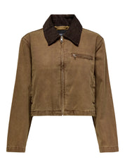 Only Cava Contrast Collar Jacket Tan