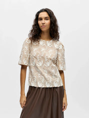 Mya Embroidered Short Sleeve Top