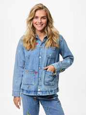 Pieces Jidi Embroidered Denim Shacket