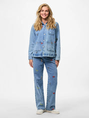 Pieces Jidi Embroidered Denim Shacket
