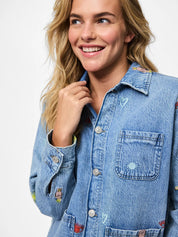 Pieces Jidi Embroidered Denim Shacket