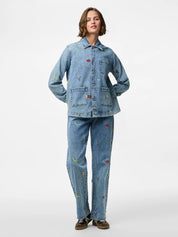 Pieces Jidi Embroidered Denim Shacket