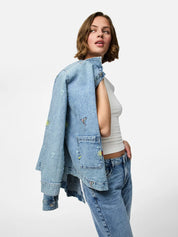 Pieces Jidi Embroidered Denim Shacket