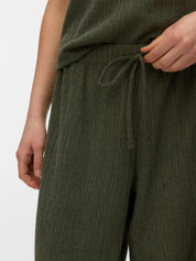 Luna Textured Wide Leg Trousers Khaki