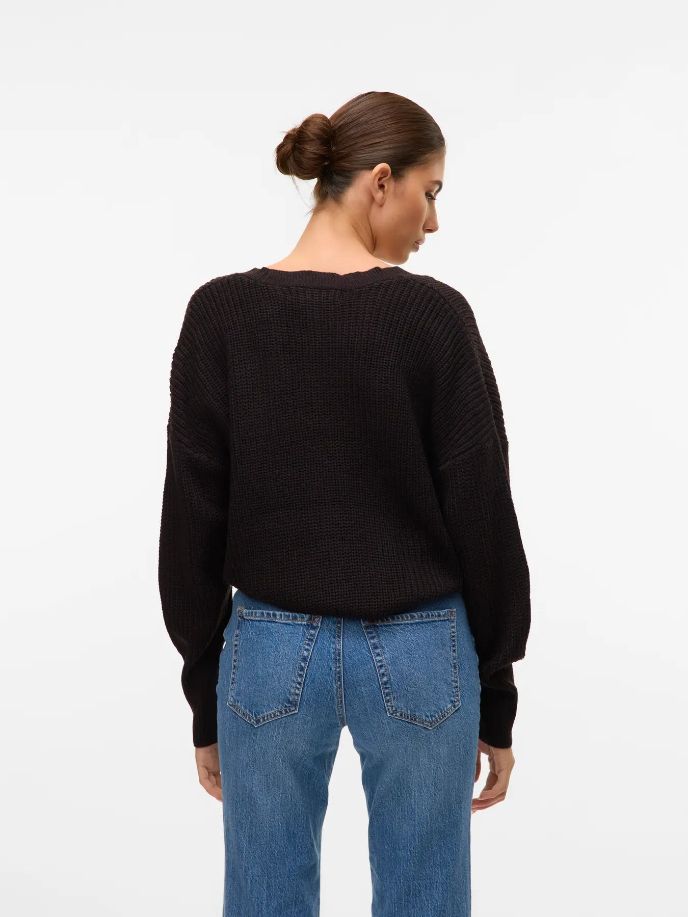 Lea Black V-neck Cuff Cardigan