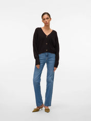Lea Black V-neck Cuff Cardigan