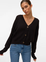 Lea Black V-neck Cuff Cardigan