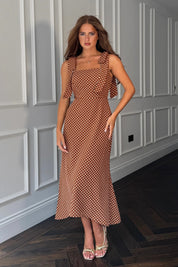 Jovi Tie Shoulder Square Neck Midi Dress