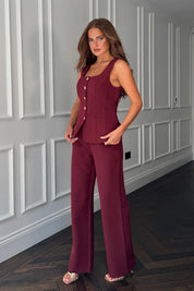 Jamie Square Neck Button Waistcoat Top