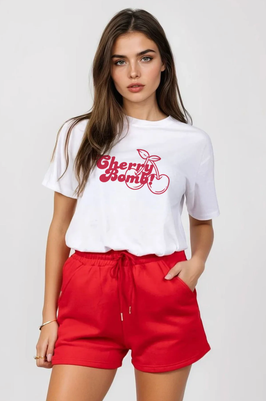Joanie Cherry Red T-shirt and Short Co-Ord