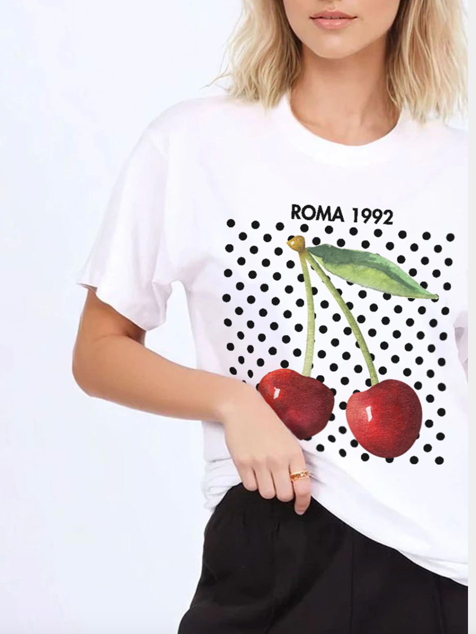Regular Fit T-shirt in Roma Cherry Print