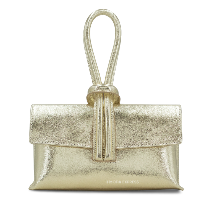 Metallic Leather Loop Handbag