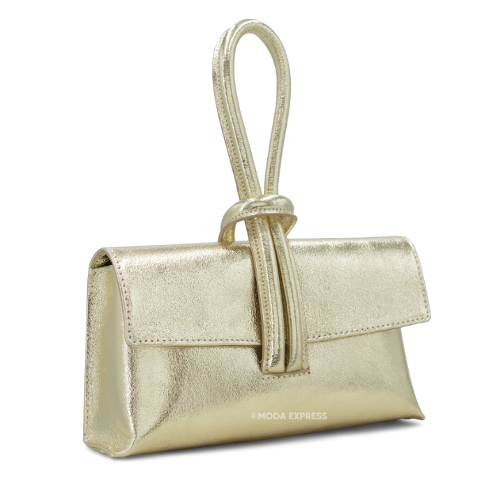 Metallic Leather Loop Handbag