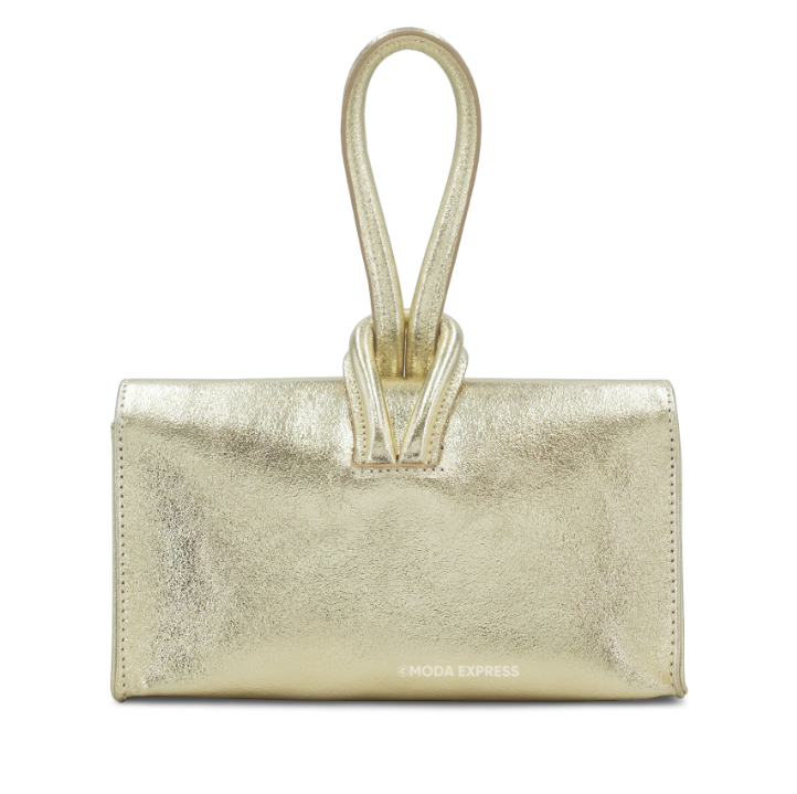 Metallic Leather Loop Handbag