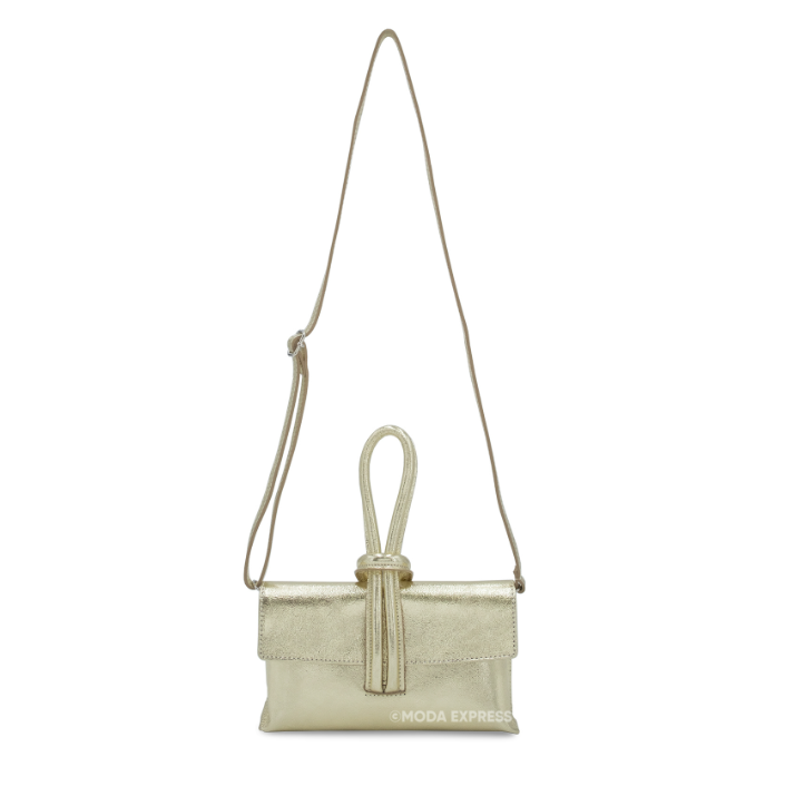 Metallic Leather Loop Handbag