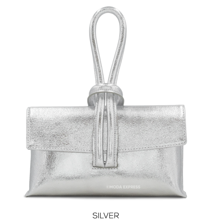 Metallic Leather Loop Handbag