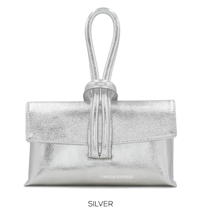 Metallic Leather Loop Handbag