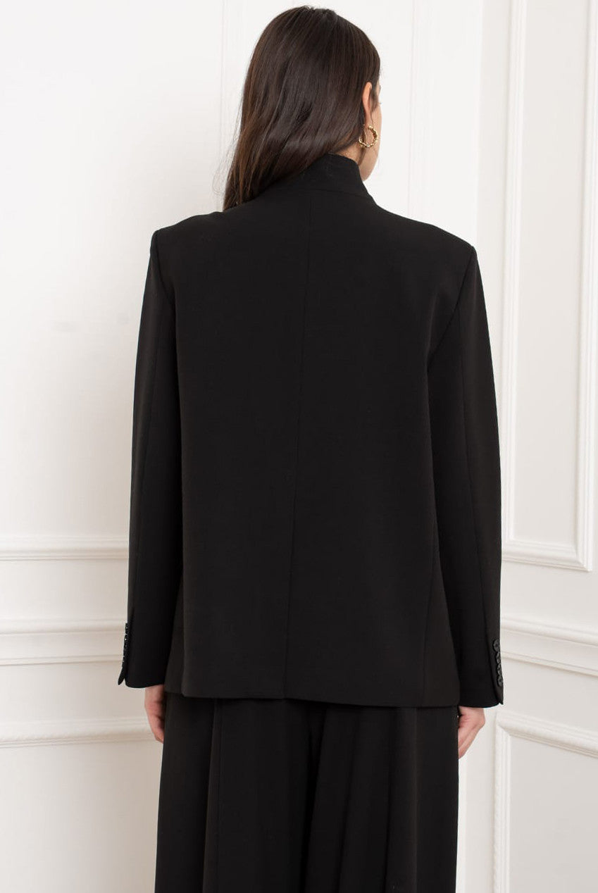 Jenna Button Up Asymmetric Wrap Blazer