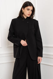 Jenna Button Up Asymmetric Wrap Blazer