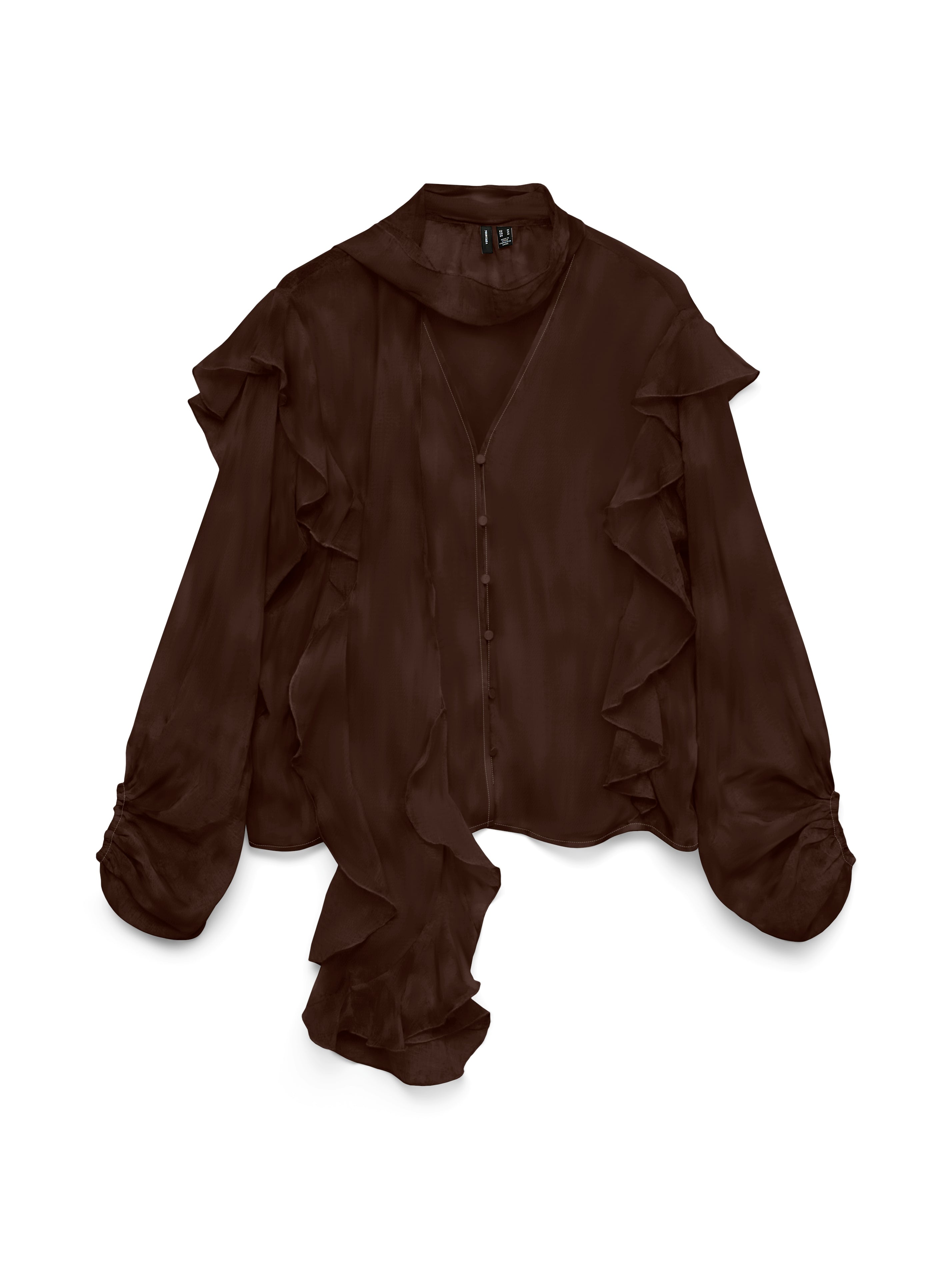 SabrinaBrown Flounce Scarf Detail Shirt