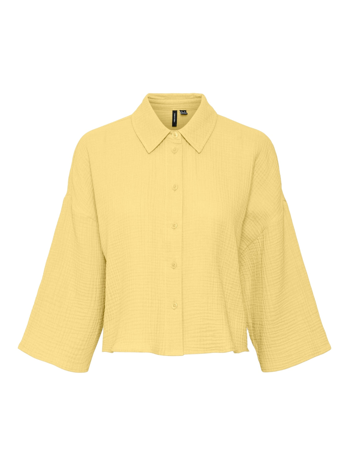 Natali Yellow Cheesecloth Short Shirt