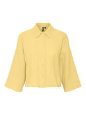 Natali Yellow Cheesecloth Short Shirt