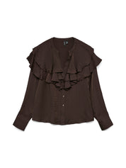 Lizzi Brown Flounce Blouse