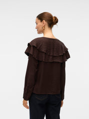 Lizzi Brown Flounce Blouse