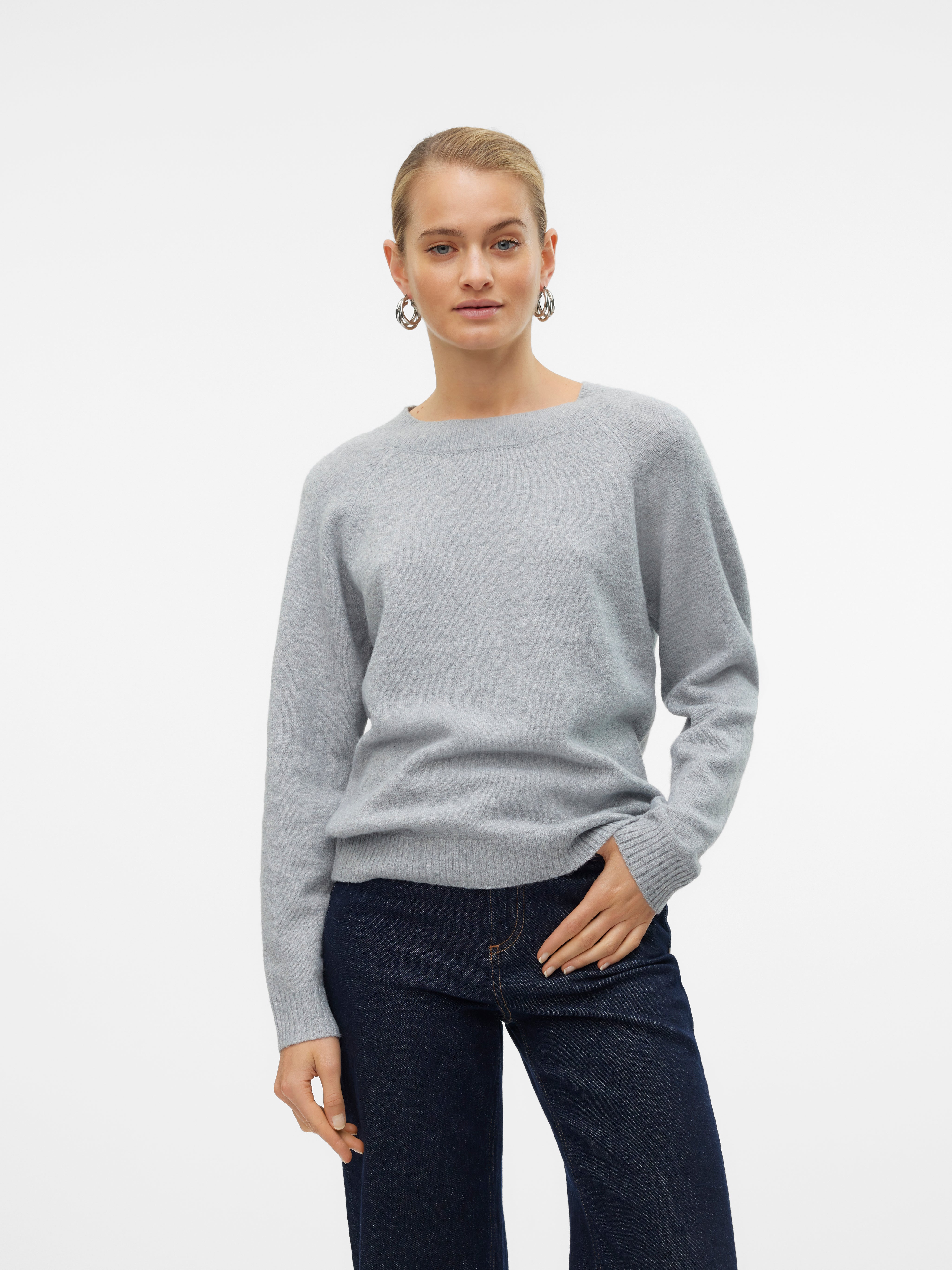 Doffy Grey Long Sleeve Knit Pullover