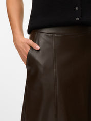 Olive Brown Coated Ankle Skirt