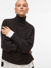 Doffy Roll Neck Pullover Brown