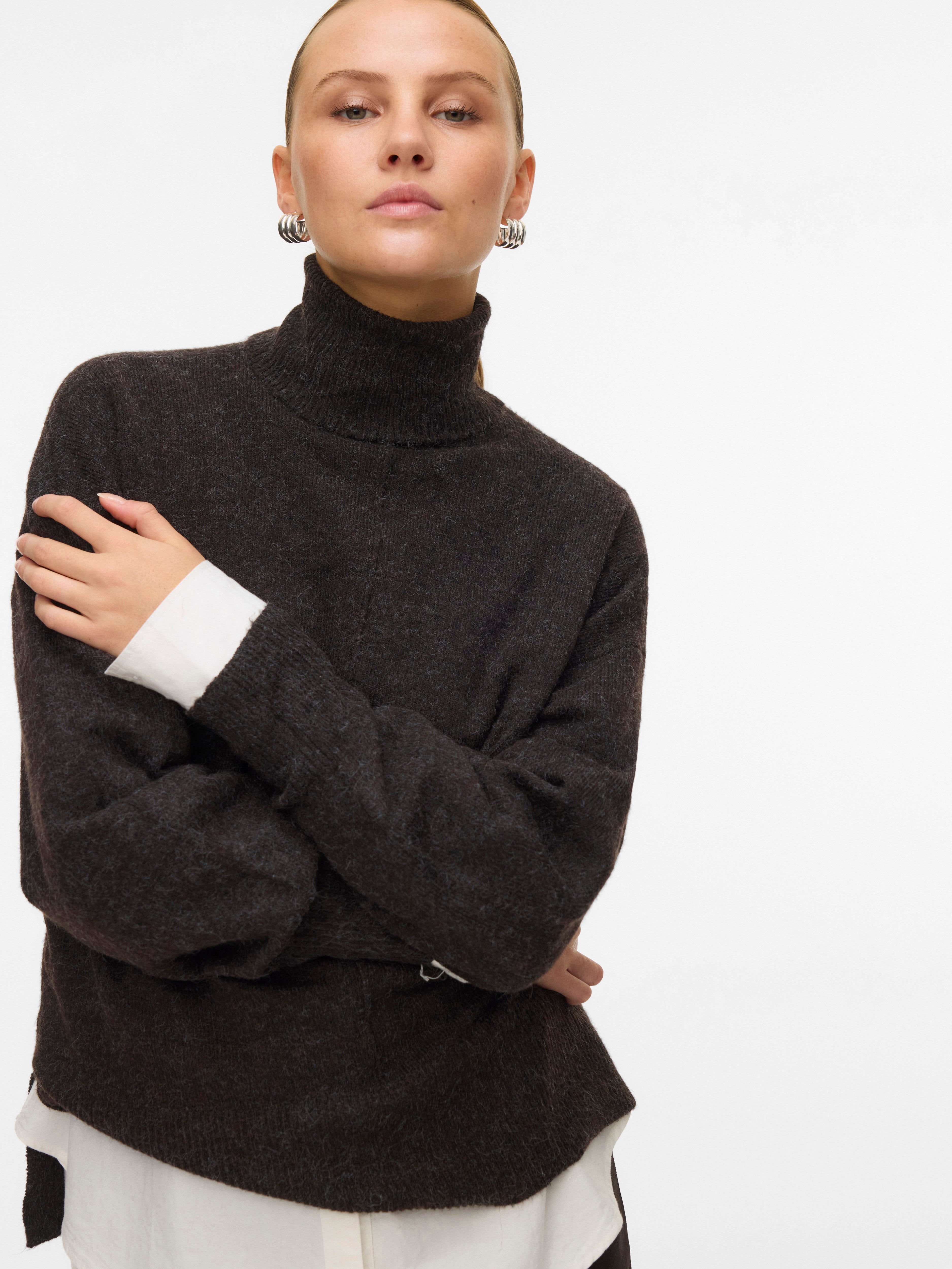 Doffy Roll Neck Pullover Brown
