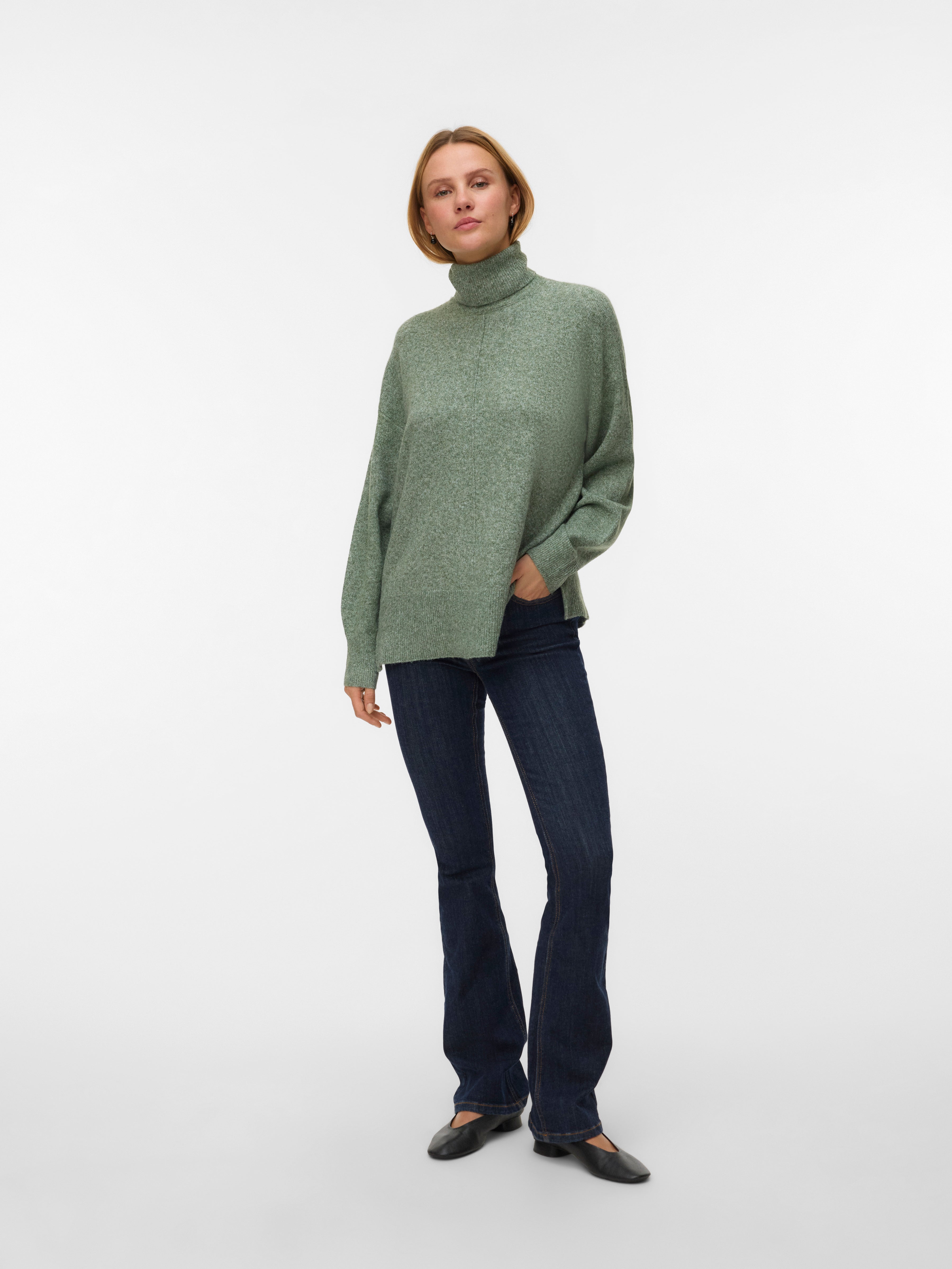 Doffy Roll Neck Pullover Green