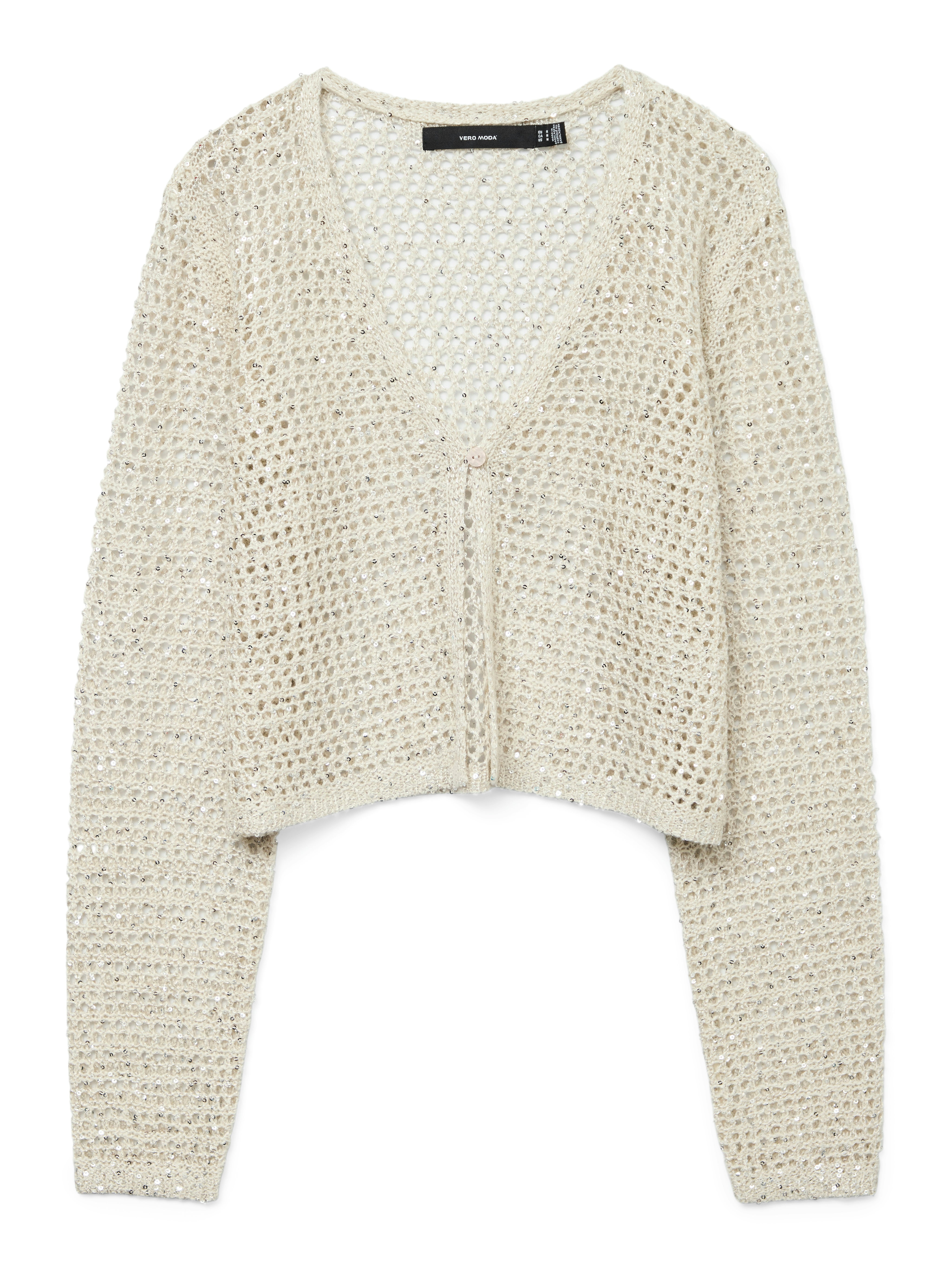 Nova Cream Sequin Single Button Cardigan