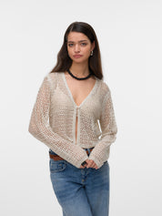 Nova Cream Sequin Single Button Cardigan