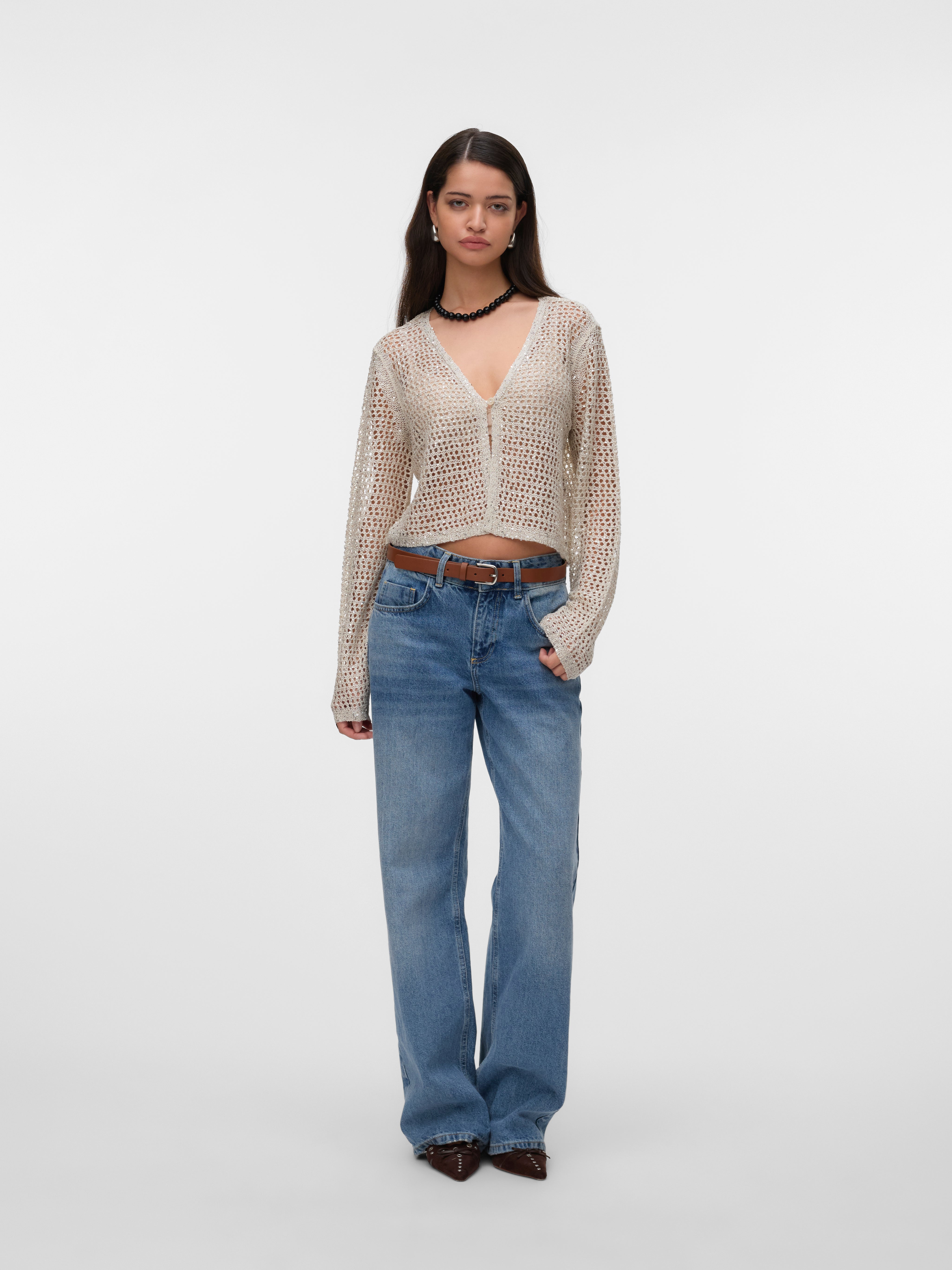Nova Cream Sequin Single Button Cardigan