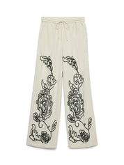 Calliope Linen Mix Print Wide Leg Trousers