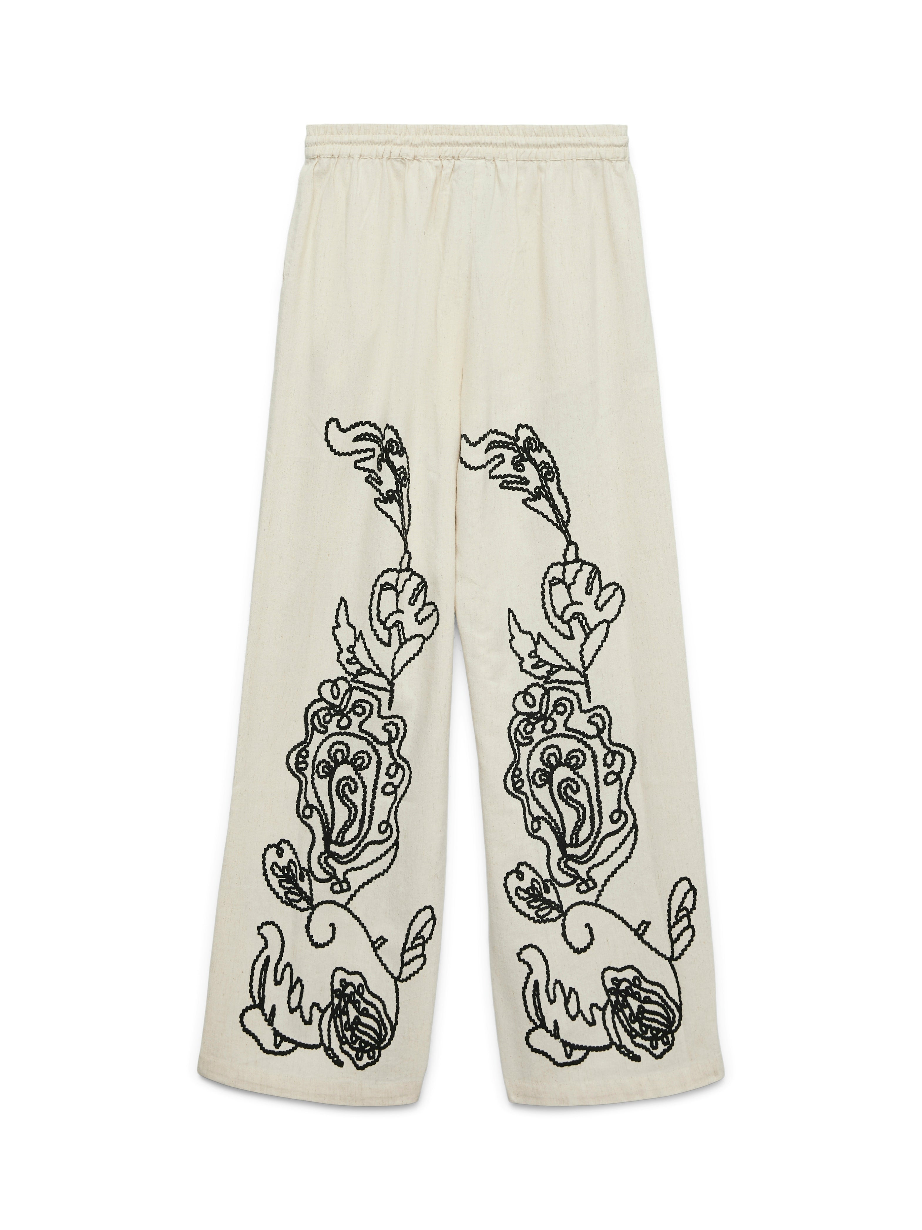 Calliope Linen Mix Print Wide Leg Trousers