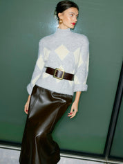Olive Brown Coated Ankle Skirt