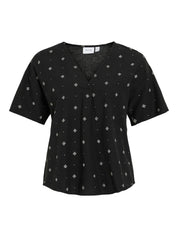 Prisilla Black Print V-Neck Top