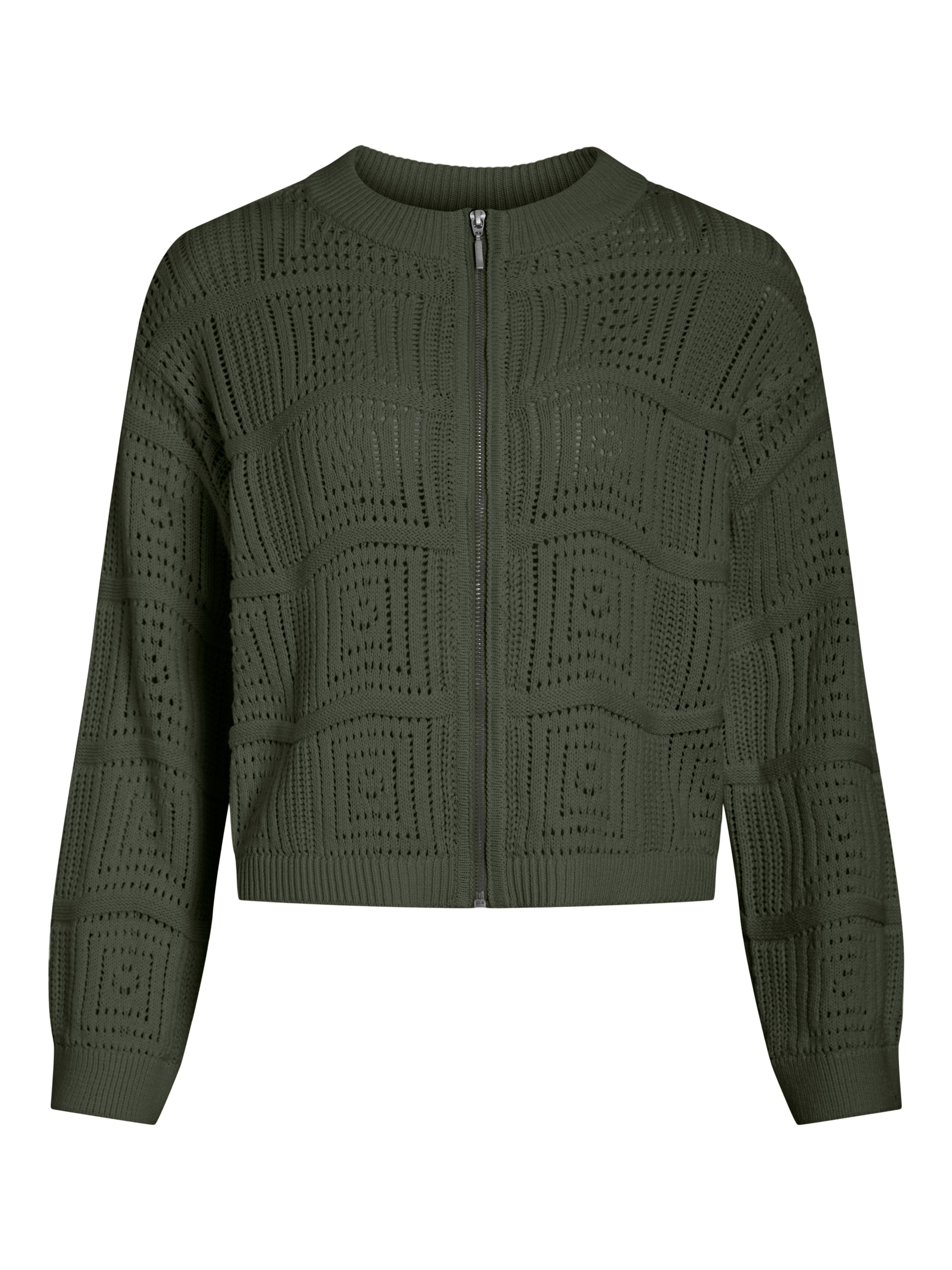 Vitual Khaki Zip Knit Cardigan
