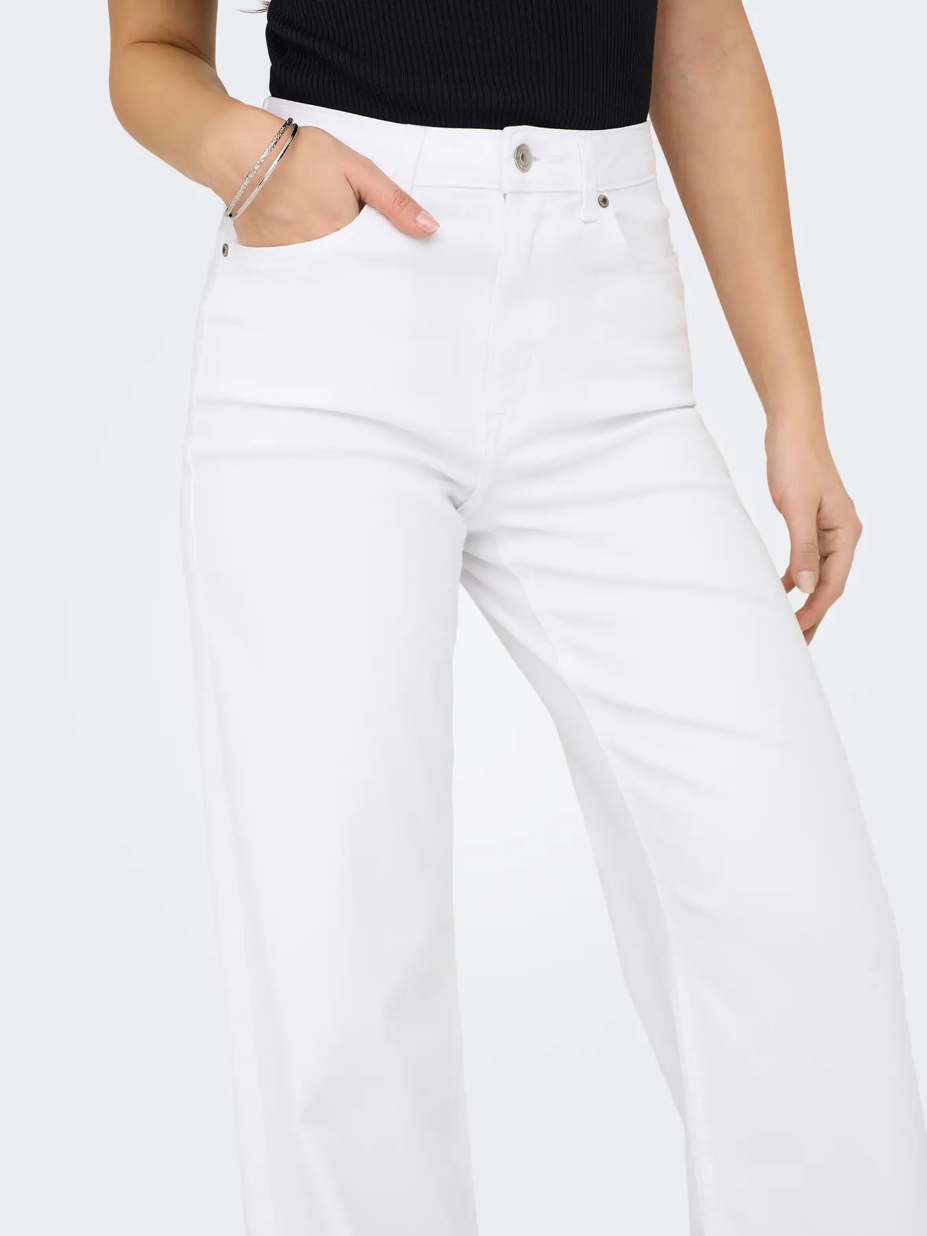 Madison White Wide-Leg Jeans