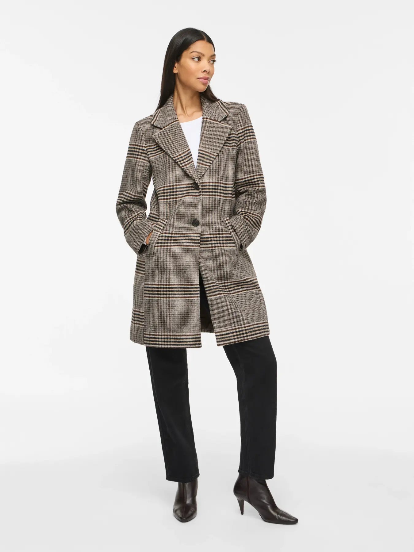 Eova Checked Button Coat