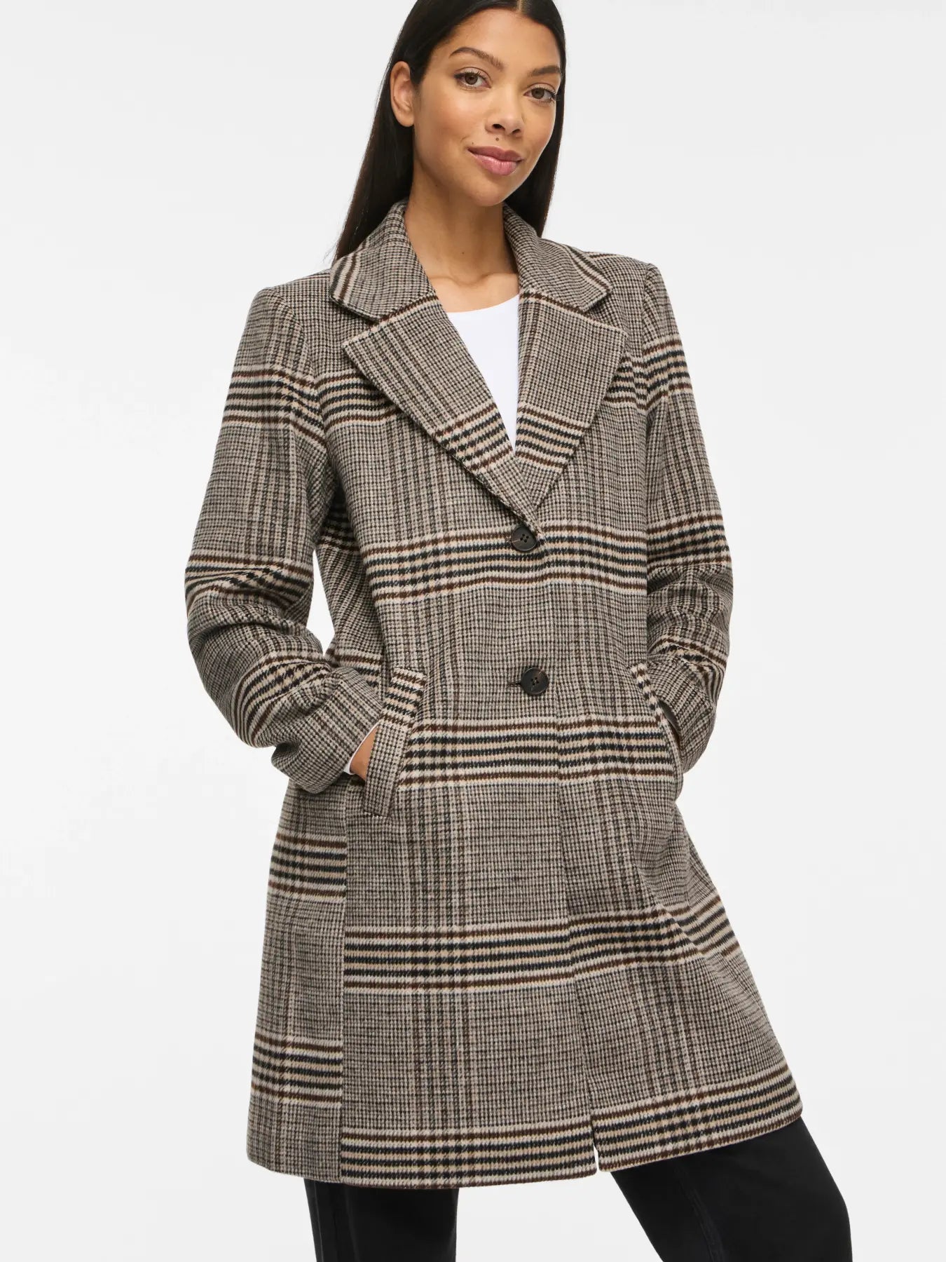 Eova Checked Button Coat