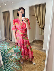 The Roxanne Flutter Sleeve Maxi Wrap Dress with Tie Waist