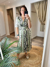 Pria Snake Print Wrap Style Dress