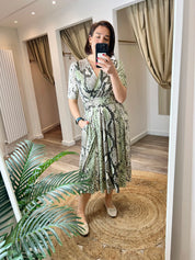 Pria Snake Print Wrap Style Dress